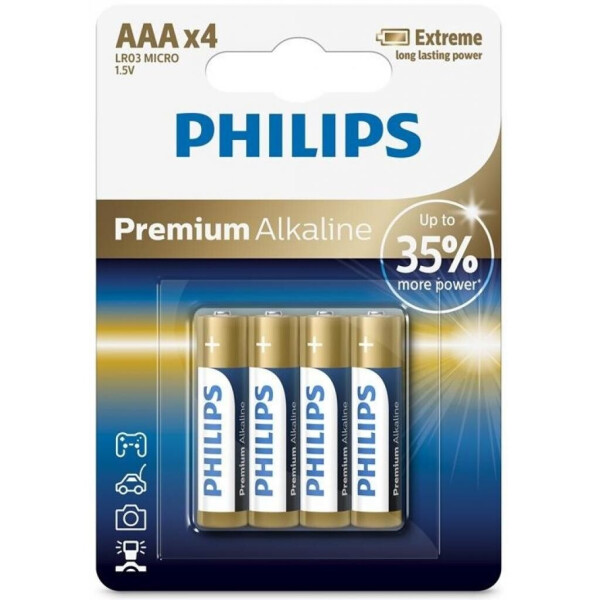 

Батарейка PHILIPS AAA LR03 Premium Alkaline * 4 (LR03M4B/10)