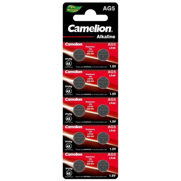 

Батарейка AG5 / LR754 / LR48 / V5GA Alkaline * 10 Camelion (AG5-BP10)