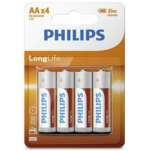 

Батарейка PHILIPS AA R6 LongLife Zinc Carbon * 4 (R6L4B/10)