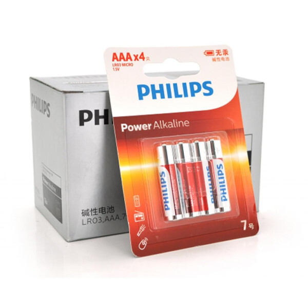 

Батарейка PHILIPS AAA Alkaline 1.5V LR03, 4pcs/card (LR03P4BT/93)