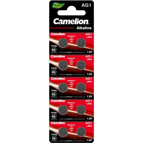 

Батарейка AG1 / LR621 / LR60 Alkaline * 10 Camelion (AG1-BP10)