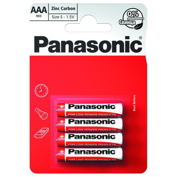 

Батарейка PANASONIC AAA R03 RED ZINK * 4 (R03REL/4BP)