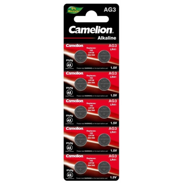 

Батарейка AG3 / LR736 / LR41 / V3GA Alkaline * 10 Camelion (AG3-BP10)