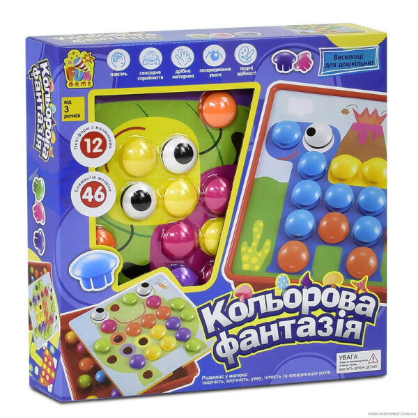 

Мозайка 7033 (12) "FUN GAME", 12 платформ с рисунками, 46 элементов, коробке