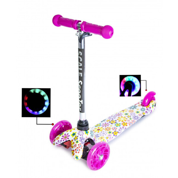 

Детский самокат Scooter Mini Best c T-образной регулируемой ручкой Violet Flowers