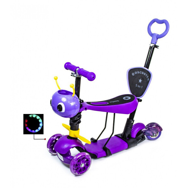 

Детский самокат Scooter 5in1 cо светящимися колесами и музыкой "Пчелка" Фиолетовый