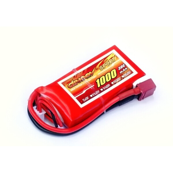 

Аккумулятор Dinogy Li-Pol 1000mAh 7.4V 2S 30C 14x35x68мм T-Plug
