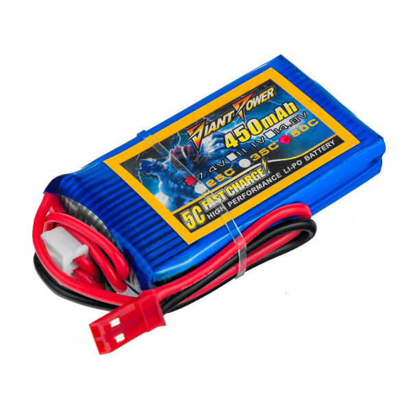 

Аккумулятор Giant Power (Dinogy) Li-Pol 450mAh 7.4V 2S 35C 10x30x53мм JST