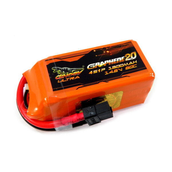 

Аккумулятор Dinogy ULTRA G2.0 Li-Pol 1300mAh 14.8V 4S 80C XT60 70x34x33мм