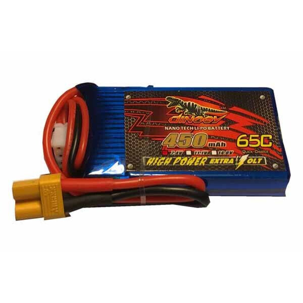 

Аккумулятор Dinogy Li-Pol 450mAh 7.4V 2S 65C XT30 53x30x11.5мм