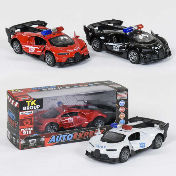 

Машина металлопластик P 55898 (96/2) "Auto Expert", 3 цвета, свет, звук, инерция, открываются двери, в коробке