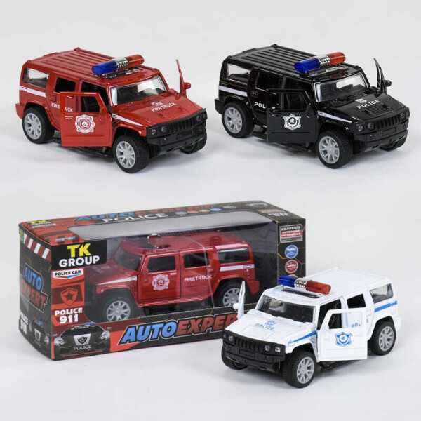 

Машина металлопластик P 72088 (96/2) "Auto Expert", 3 вида, свет, звук, инерция, открываются двери, в коробке