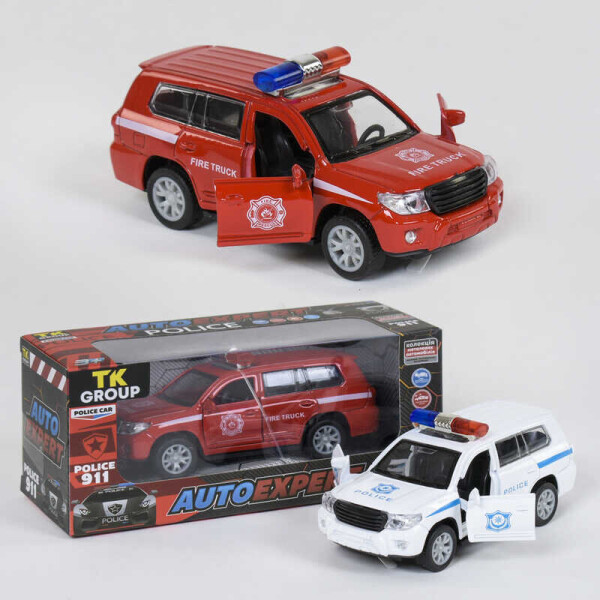 

Машина металлопластик P 94039 (96/2) "Auto Expert", 2 вида, свет, звук, инерция, открываются двери, в коробке