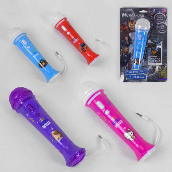 

Микрофон DS 004-1 W/1B/1H/1T (120/2) 4 вида, световые и звуковые эффекты, на листе