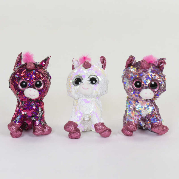 

Мягкая игрушка "Глазастик единорог" C 37860 (300) 18см, в пайетках, 3 цвета