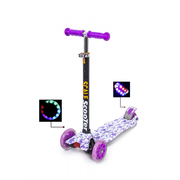 

Детский самокат со светящиеся колёсами Scooter MAXI Purple Pattern