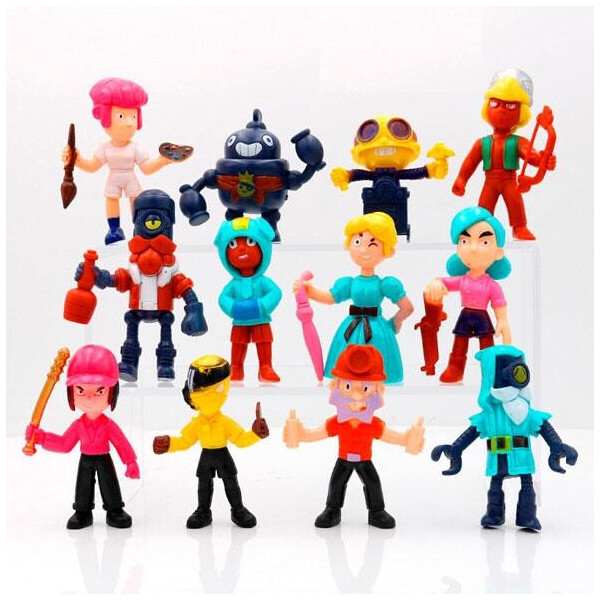 

Набор игрушечных фигурок Бравл Старс (12 шт) герои Brawl Stars (Леон, Шелли, Биби, Диномайк, Дэррил и др.)