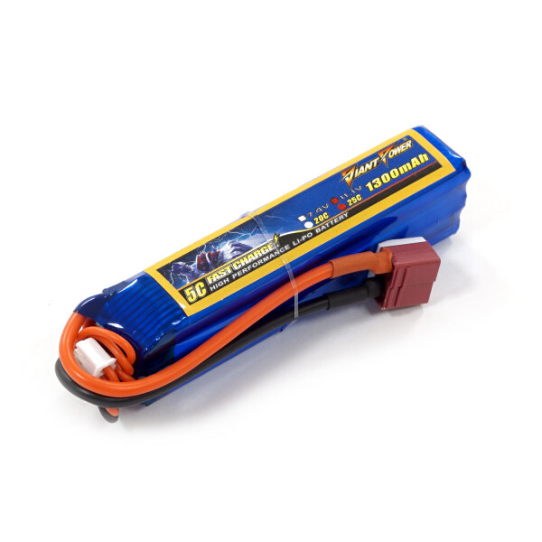 

Аккумулятор для страйкбола Giant Power (Dinogy) Li-Pol 11.1V 3S 1300mAh 25C 24х20х96мм T-Plug