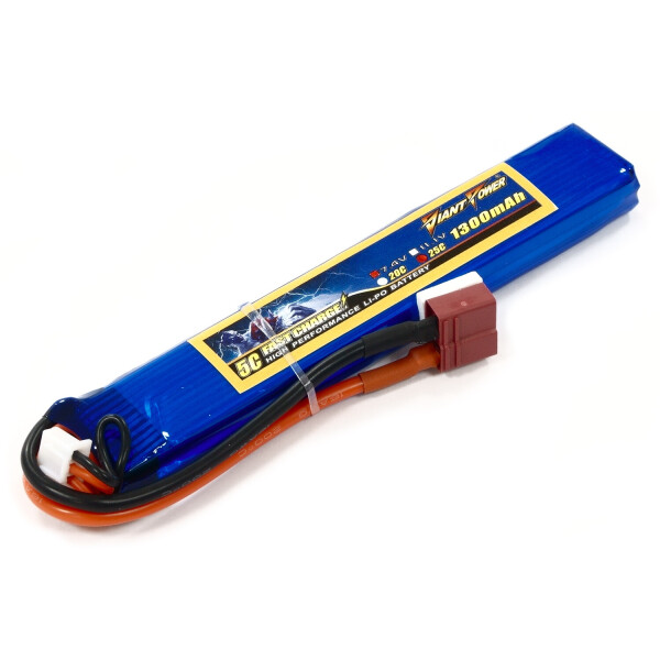 

Аккумулятор для страйкбола Giant Power (Dinogy) Li-Pol 7.4V 2S 1300mAh 25C 12.5х21х130мм T-Plug