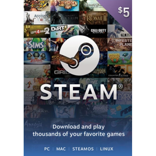 

Электронный ключ (Подарочная карта) Стим Steam Gift Card на сумму 5 usd, (Все регионы)