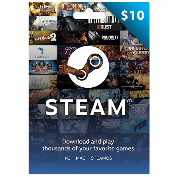 

Электронный ключ (Подарочная карта) Стим Steam Gift Card на сумму 10 usd, (Все регионы)