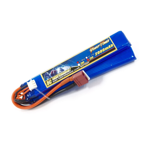 

Аккумулятор для страйкбола Giant Power (Dinogy) Li-Pol 7.4V 2S 2000mAh 25C 2 лепестка 10.5х21х126мм T-Plug