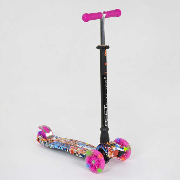 

Самокат А 24651 /779-1395 MAXI "Best Scooter" (1) пластмассовый, 4 колеса PU, СВЕТ, трубка руля алюминиевая, d=12см, в коробке