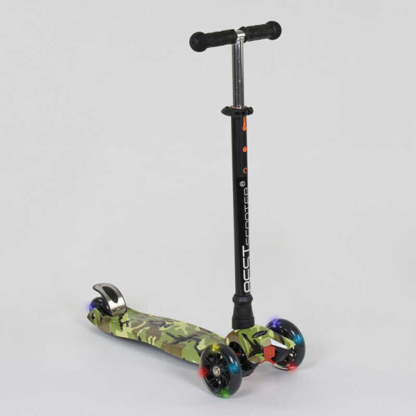 

Самокат А 25468 /779-1323 MAXI "Best Scooter" (1) пластмассовый, 4 колеса PU, СВЕТ, трубка руля алюминиевая, d=12см, в коробке