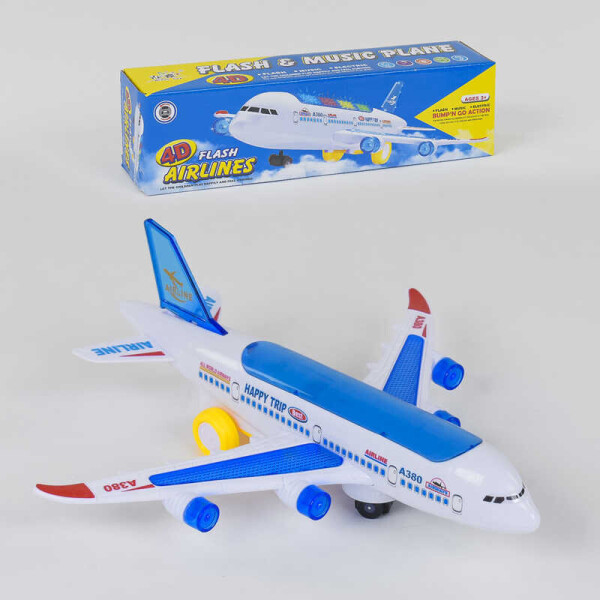 

Самолёт А 380-600 (120/2) ездит, световые и звуковые эффекты, на батарейке, в коробке