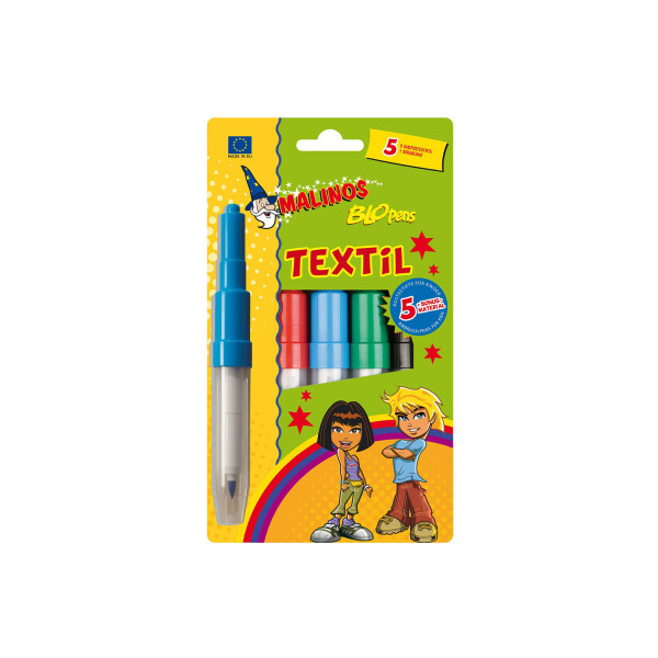 

Фломастеры-аэрографы для ткани MALINOS BLOpens Textil текстильные 5 шт