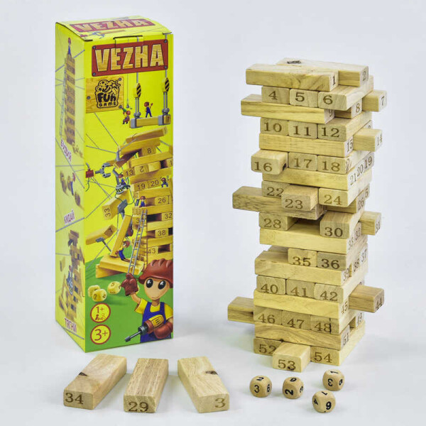 

Деревянная игра "Вежа" 7358 (30) 54 детали, "FUN GAME"