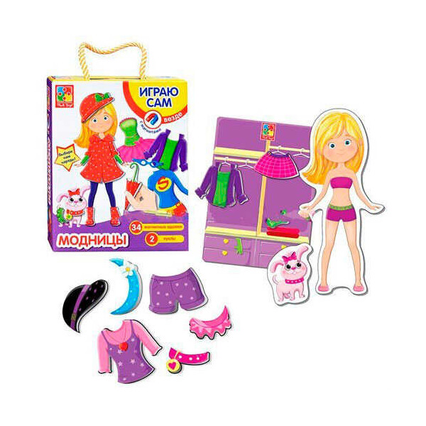 

Магнитная игра-одевашка "Модниці" - VT 3702-05 /укр/ (12) "Vladi Toys"