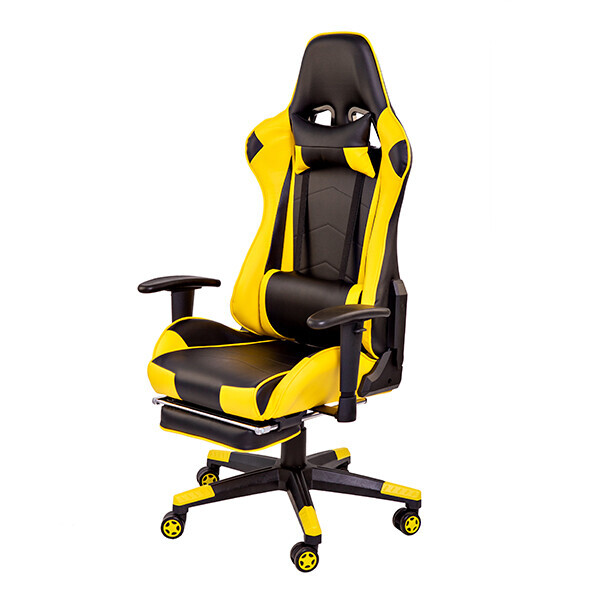 

Ортопедическое геймерское кресло Seaton Racer с подставкой для ног yellow
