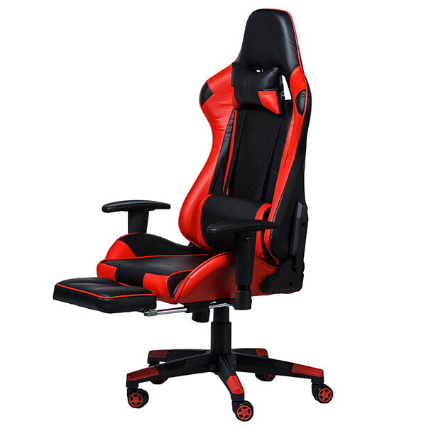 

Ортопедическое геймерское кресло Seaton Racer с подставкой для ног red