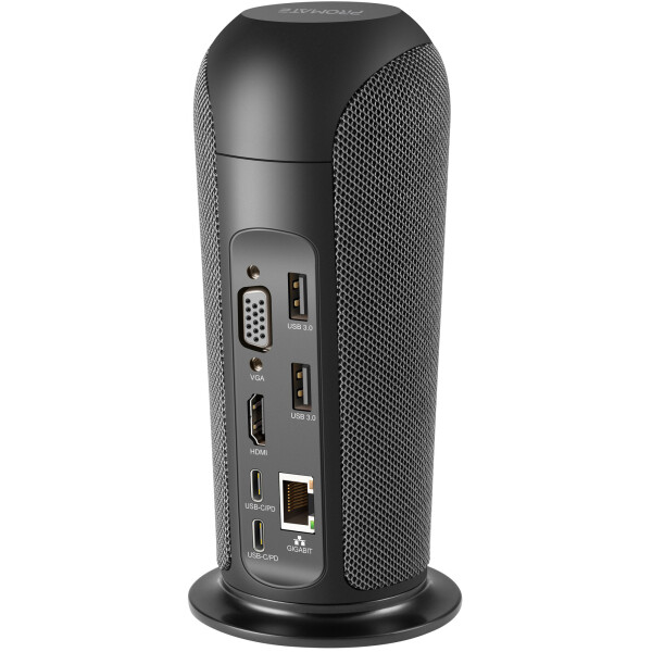 

Док-станция 13-в-1 Promate AlphaHub USB-C PD/HDMI/VGA/3xUSB 3.0/USB-C 3.1/RJ45/SD/MicroSD/AUX 3.5мм/5W динамик Black (alphahub.black)