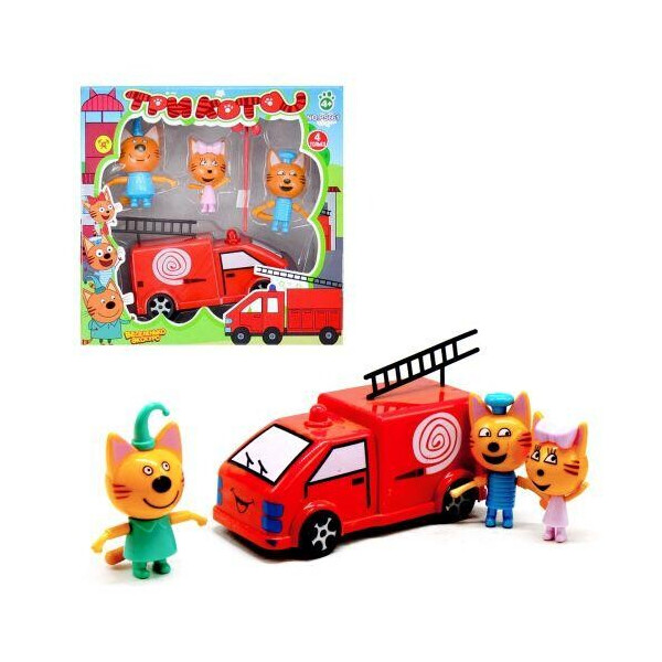 

Игровой набор с фигурками Три кота и пожарная машина PS661