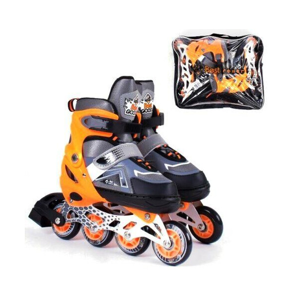 

Ролики 6360-S Best Roller /размер 30-33/ цвет - ОРАНЖЕВЫЙ (6) колёса PU, ПЕРЕДНЕЕ КОЛЕСО СВЕТ, в сумке, d колес – 6,5 см - 6900066320972