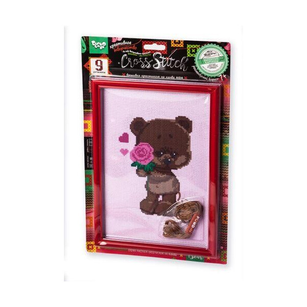 

Вышивка крестиком на канве Cross Stitch: Мишка с розой VKB-01-06
