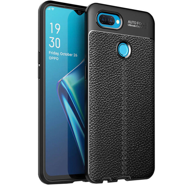 

TPU чохол фактурний (з імітацією шкіри) для Oppo A12 Чорний (142922)