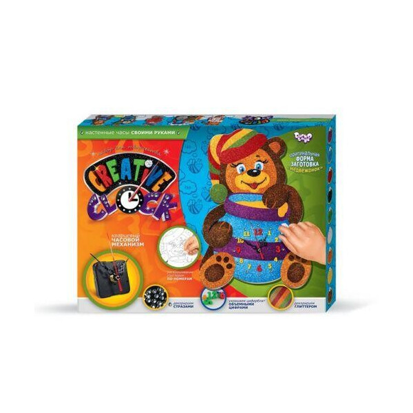 

Набор для творчества, глиттер, Creative clock, Мишка с медом СС-01-05