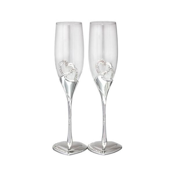 

Набор 2 фужера Wedding Two Hearts для шампанского 220мл, стекло + металл S&T ST-7047-11