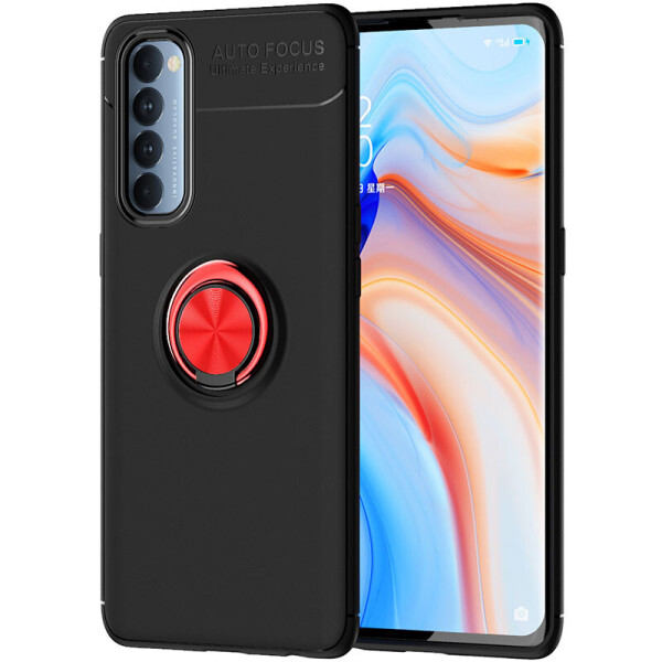 

TPU чохол Deen ColorRing під магнітний тримач (opp) для Oppo Reno 4 Pro Чорний/Червоний (143612)
