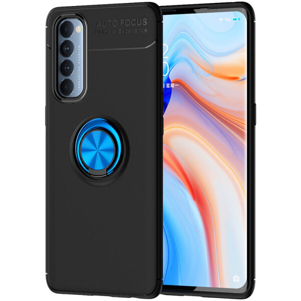 

TPU чехол Deen ColorRing под магнитный держатель (opp) для Oppo Reno 4 Pro Черный / Синий (143613)