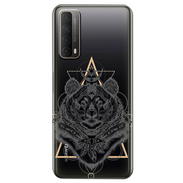 

Huawei P Smart 2021 чехол из прозрачного силикона с рисунком - Медведь индеец (KS7459)