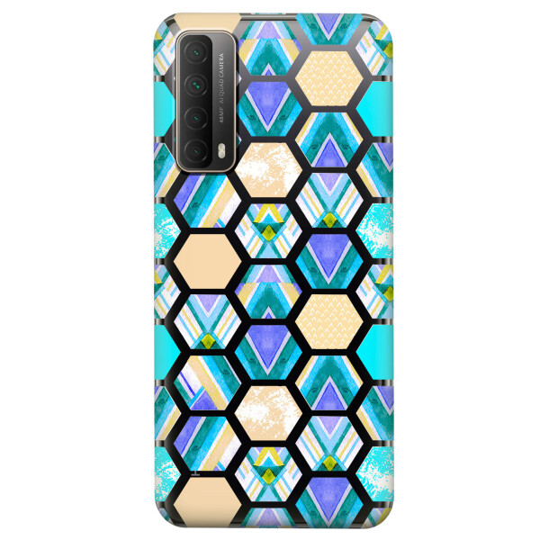 

Huawei P Smart 2021 чехол из прозрачного силикона с рисунком - Ромбы (KS7474)