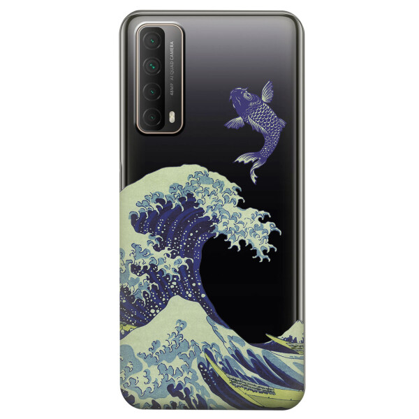 

Huawei P Smart 2021 чехол из прозрачного силикона с рисунком - Большая волна в Канагаве (KS7475)