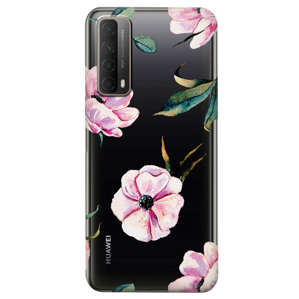 

Huawei P Smart 2021 чехол из прозрачного силикона с рисунком - Пионы (KS7408)