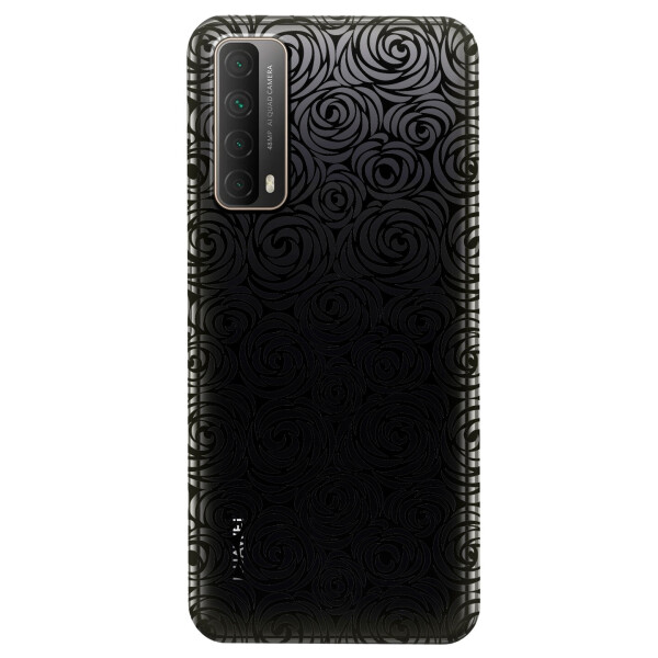 

Huawei P Smart 2021 чехол из прозрачного силикона с рисунком - Черные узоры (KS7423)
