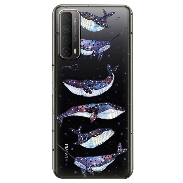 

Huawei P Smart 2021 чехол из прозрачного силикона с рисунком - Киты Единороги (KS7469)