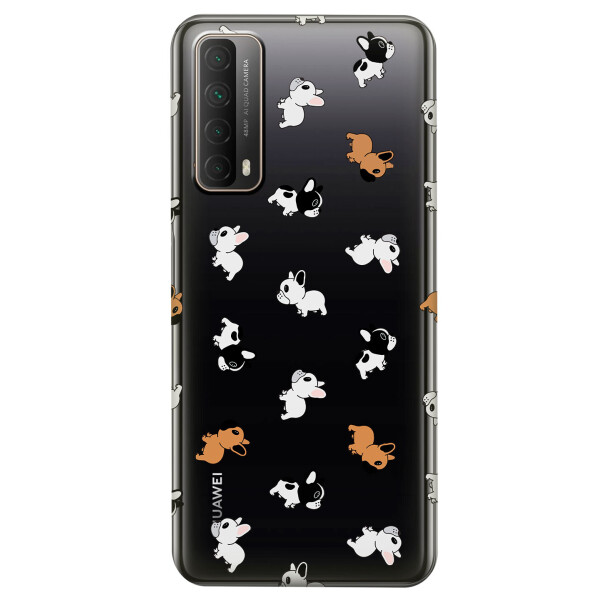 

Huawei P Smart 2021 чехол из прозрачного силикона с рисунком - Французские бульдоги (KS7464)
